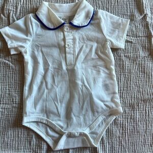 SHEIN White Onesie with Blue Piping